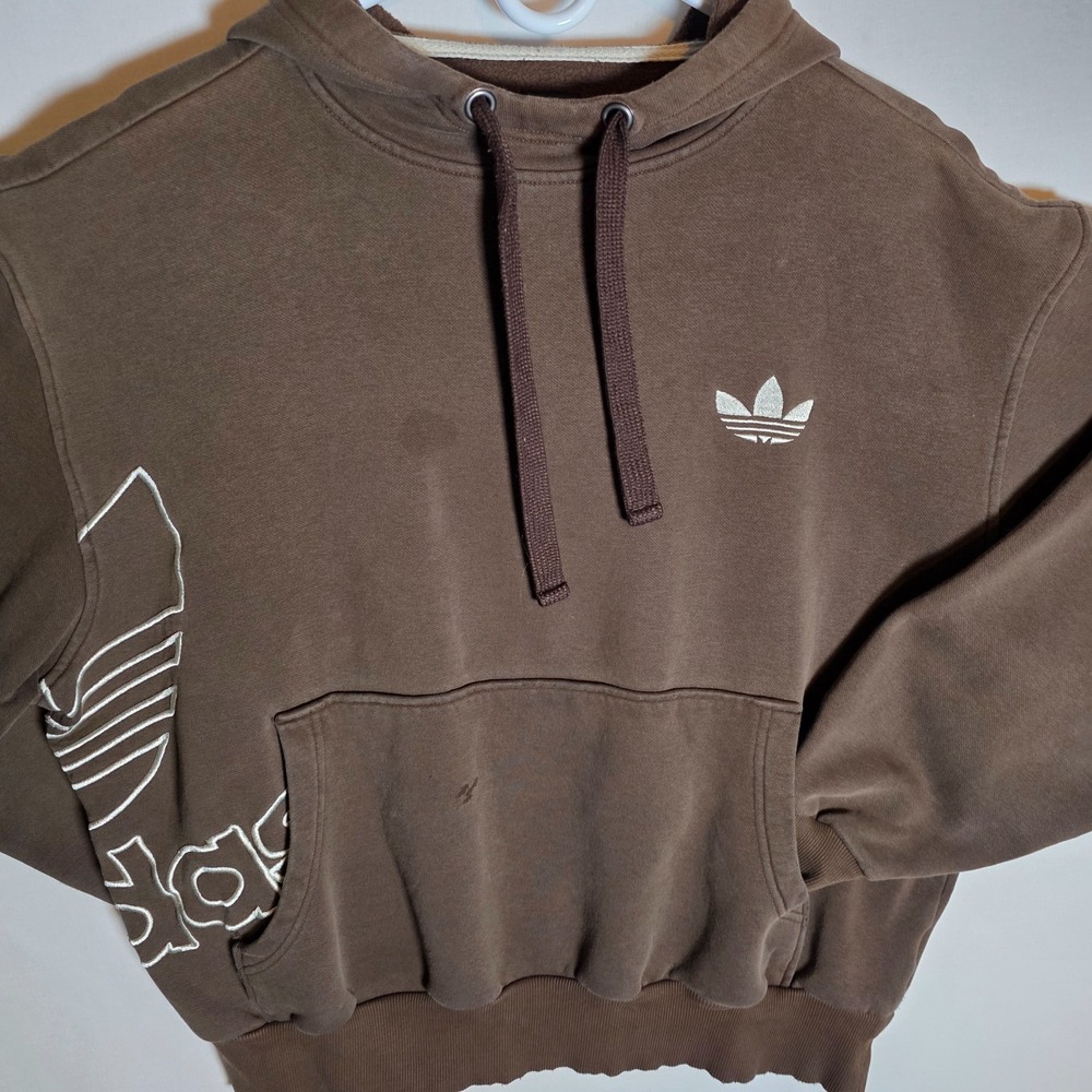 Adidas Originals Hoodie Large Brown Trefoil Logo Vintage Streetwear Pullover